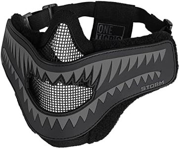 OneTigris X Storm Airsoft Mask Foldable Mesh Mask with Removable Shark Jaw Morale Patch (Black Teeth)