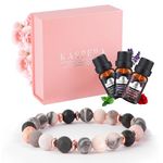 Relaxation Bracelet for Women, Jasper & Lava Bracelet with 3 Aromatherapy Essential Oils, Aromatherapy Bracelet Relaxation Gifts for Women, Stress Relief