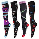 Compression Socks for Women & Men Medical Circulation 15-25 mmHg,Best for Nurses,Youth,Nursing,Running,Travel(4 Pairs)