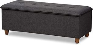 RESHUZ Burcot Upholstered Tufted Storage Bench Ottoman Pouffe Footstool Bed End Table Settee for Living Room, Bedroom, Drawing, Halls, Office (Black, Design B)