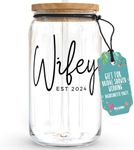 KLUBI Wedding Gift for Bride - Wifey Est 2024 Wifey Cup with Straw and Lid Cool Bridal Shower Gifts for Bride To Be Gifts Bride Gifts Wifey Gifts for Wife Bride Cup Tumbler Mrs Cup Wedding Gifts 2024