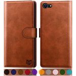 SUANPOT for iPhone 7/8/SE 2020/SE 2022 4.7" RFID Blocking Wallet case Credit Card Holder,Flip Book PU Leather Phone case Cover cellphone Women Men for apple iphone 7/8/SE 2020/SE 2022 case Wallet (Light Brown)