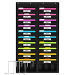 Godery Door Hanging File Organizer/Folder Pocket Chart, 20 Pocket + 6 Tool Pocket Cascading Wall Organizer, Perfect for Home Organizer, School Pocket Chart, Office Bill Filing Wall or Over Door Mount