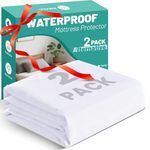 Kmall 2 Pack Twin Size Waterproof Mattress Protector, Breathable, Noiseless Mattress Cover, 8"-21" Fitted Deep Pocket Mattress Protector Pad Cover - Cooling Smooth Soft,38"x 75"(White) with Gift Box