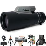 Monocular Telescope - 12x56 Telescope with Smartphone Adapter, Tripod - Compact Monocular Scope with Low-Light Night Vision for Bird Watching, Camping - Handheld Portable Telescope for Adults