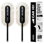 CAR101 Zip Zap Car Duster - Pack of 2 | Ceramic Wax Infused | Scratch-Free Cleaning | Easy Grip Handle | Premium Car Cleaning Tool | Effortless Dust Removal for Car & Bike