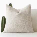 Foindtower Textured Boucle Throw Pillow Covers Accent Solid Pillow Cases Cozy Soft Decorative Couch Cushion Case for Chair Sofa Bedroom Living Room Home Decor, 18 x 18 Inch,Light Beige