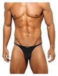 Arjen Kroos Men's Sexy Thong G-String Underwear Low Rise T-Back Bikini (A-Black, m)