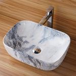 BASSINO Art Wash Basin Counter top,Tabletop Ceramic Bathroom Sink/Basin (455 x 325 x 135 mm) (Bassino_A_030)