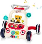 COSTWAY Baby Walker, Infants Push Along Walkers with Lights & Sounds, Two Speed Toddler First Steps Early Development Toy for 9 Months+