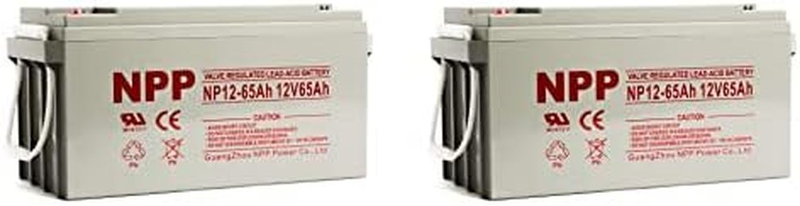 NPP NP12-65Ah (T14, 2Pcs) 12V 65Ah M6 Replacement Battery Rechargeable Lead Acid Battery for Wheelchair, Storage Power, Solar System and Wind System