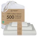 Threadmill Cotton Twin Sheets Set, 5 Star Hotel Quality Bed Sheets, 100% Cotton Sheets, 500 Thread Count, Deep Pocket, Snug Fit for Twin Mattress, Soft & Crisp 3 Piece Sheet Set, Light Grey