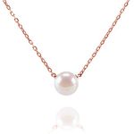 PAVOI Handpicked AAA+ Freshwater Cultured Single Pearl Necklace Pendant | Rose Gold Necklaces for Women