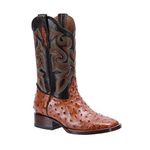 Joe Boots Western Boots For Men Ostrich Print Leather 701, Shedron, 9.5