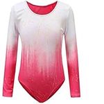 Sinoem Gymnastics Leotards for Long Sleeve/Sleeveless Glitter Sparkle Gradient Color Dancing Ballet Gymnastics Athletic Pink (7-8 years)