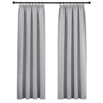 PONY DANCE Thermal Pencil Pleat Blackout Curtains - Noise Reduction Drapes Light Blocking Blackout Sheet Panels for Bedroom Living Room, W46 X L72, 2 Panels, Silver Grey