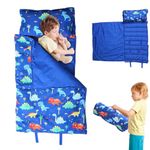 XUEYEGONGJI Sleeping Mat Toddler Nap Mat with Pillow and Blanket Anti-kick Thermal Sleeping Mat with Handle 47x20 Portable Roll Up Kids Sleep Bag Nap Mats for Daycare Preschool, Dinosaur