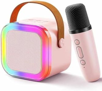 INEFABLE Mini Karaoke Machine Microphone Portable Bluetooth Wireless Speaker With Wireless Mic For Music Toys Christmas Birthday Gifts for Girls & Boys 4,5,6,7,8,9,10,11,12 Year Old - Set Of 1 (Peach)
