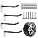 CARTMAN Heavy Duty Steel Garage Wall Mount Tire Wheel Storage Rack, Pack of 4