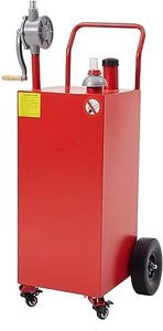 KIMORE 35 Gallon Portable Gas Caddy Storage Tank With Front Wheels,With Manuel Transfer Pump For Cars, Lawn Mowers, Atvs, Boats,Garden, Red