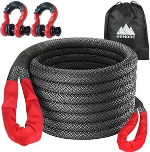 HEMDRE 1"×30ft Kinetic Recovery & Tow Rope（36,500lbs），with 2 D Ring Shackles (41,500lbs) Offroad Recovery Kit for 4WD Pickup Truck, SUV，UTV, ATV(Black)