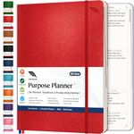 Purpose Planner B5 Undated Monthly Weekly Daily Productivity Journal 2024 Life Health Goal Setting Business Tool for Professionals Moms Academic Student Organizer Notebook (7.5”x9.8” Red Softcover)