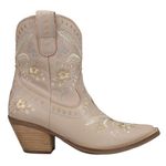 Dingo Women's Primrose Embroidered Floral Snip Toe Cowboy Booties Fashion Boot, Beige, 7.5 UK