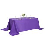 Rectangle Tablecloth 90x156 inch Washable Polyester Fabric Table Cloth for Wedding Party Dining Banquet Decoration（90x156,Purple）