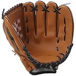 shenn Baseball Glove 12.5 Inches PU Leather Sport Batting Gloves Left Catcher's Mitts Softball Trainning Accessories for Adults Youth Kids, Brown