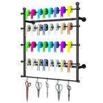 AMSXNOO Wall Mounted Ribbon Rack, 5tier Multifunctional Display Organizer Ideal for Wrapping Paper Scarf Tie Belt Towel, Metal Ribbon Holder Organizer for Craft Room Florist Bedroom