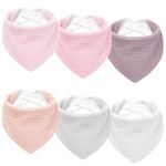 Kwelife gift Muslin Baby Bibs 6-Pack Baby Drool Bandana Bibs for Unisex Baby Girls Boys Toddlers Drooling and Teething (Triangle Pink)