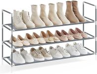 SONGMICS 3-Tier Shoe Rack, Shoe Storage for Hallway Closet, Slim and Space-Saving, Metal Frame, Non-Woven Fabric Shelves, Dove Gray ULSH053G01V1