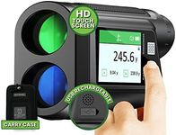 BAMAES Golf Rangefinder with Slope and HD Touchscreen - 650 Yard Range 6X Magnification - Flag Lock & Vibration - USB Rechargeable - Memory Storage - Voice Broadcasting - Professional Distance Finder