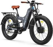 FREESKY 4000W Dual Motor Electric Bike for Adults, 48V 30AH Battery 190KM Range, 40MPH AWD Fast E-Bike, 26" Fat Tire Full Suspension Electric Mountain Bike, Blue