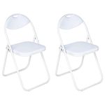 Nyxi Set of 2 Folding Chair, Padded Paris Faux Leather, Chair Home Office Dining (2 X Chair, White)