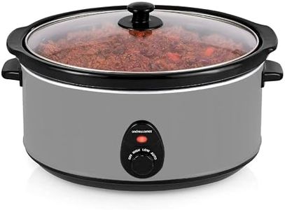 Andrew James 6.5L Slow Cooker with Removeable Easy Clean Ceramic Bowl, 3 Temperature Settings, Energy Efficient Large Slow Cooker with Tempered Glass Lid, Cool Touch Handles & Non-Slip Feet (Grey)
