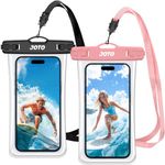 JOTO 2 Pack Water Proof Phone Pouch, Underwater IPX8 Waterproof Phone Case for Swimming, Dry Bag for iPhone 15 14 13 Pro Max, Galaxy S24 S23 Ultra Pixel to 7", Beach Essential -Transparent Black&Pink