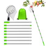 OdiuK Apple Picker with Telescopic Handle 3.2M Fruit Picker, Ø 160 mm with Fabric Bag Fruit Picker Tool Stainless Steel Connecting Pole Fruit Grabber, Lemon Picker for Picking Fruits from High Places