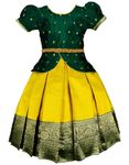 Generic Girl's Cotton Blend Readymade Lehenga Choli Green 0 Months-3 Months