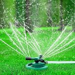 Viraaji 360° Rotating Lawn Water Sprinkler - Automatic Adjustable 3-Arm Garden Sprinkler for Large Area Coverage, Plant Irrigation, Yard Water Sprayer for Kids Playing (Green, Pack of 1)