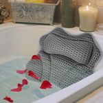 Bath Pillow Bathtub Pillows Grey,Bath Pillows for Head and Neck Bath Cushion with 4D Air Mesh Technology and 6 Suction Cups Bathing Accessories Fast Drying