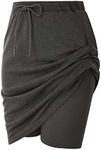 Jack Smith Women's Stretchy Knee Length Skirt Athletic Skort Drawstring Waist with Pockets, Deep Gray, Small…