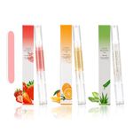 Cuticle Oil Pen,3PCS Nutrition Oil Pen with Nail File,Cuticle Oil for Nails with Natural Ingredients,Nail Oil Cuticle for Repairing Cracked and Dry Nail(Orange & Strawberry & Aloe Flavor)