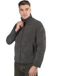 LURE URBAN Men Solid High Neck Full Sleeves Winter Wear Zipper Jacket Grey M