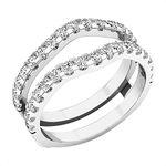 Dazzlingrock Collection Round White Cubic Zirconia Wedding Enhancer Double Ring for Women (1.60 ctw, Color White, Clarity Clean) in 10K White Gold Size 7