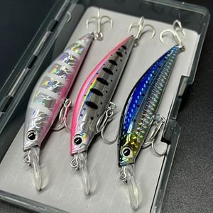 3pcs Minnow Fishing Lure Long Cast Jerkbait Crankbait with Sharp Treble Hooks Saltwater Fishing Bait Plug Set Tackle Kit with Exquisite Laser Coating Crappie Bass Pike Lures (AH1126B-4.13'' 0.92oz)