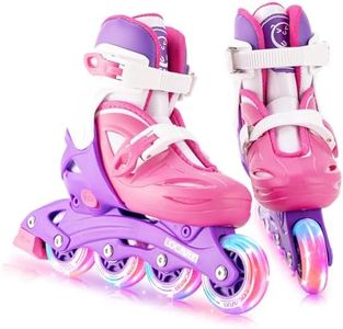 Locavun Adjustable Inline Skates for Girls Boys Kids with Luminous Wheels, Illuminated Hard Shell Roller Blades for Indoor and Outdoor Use