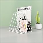 MOREYAJI Triangle Magazine stand Newspaper rack File Organizer Rack Desktop Iron Book Record Holder Storage Organizer Bookshelf for Home School Office Decor (White)