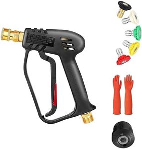 High Pressure Washer Gun M22 14 mm Car Wash Gun with 5 pcs Nozzles 1pcs M22 Coupling 1pcs Waterproof Glove 4000 PSI Hot and Cold Water Car Cleaning Replacement