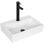 548-1-20.5"*14"*4.7" White Sink Set ITHWIU Bathroom Vessel Sink with Faucet Combo Above Counter Ceramic Bathroom Sink for Lavatory Vanity Cabinet Balcony